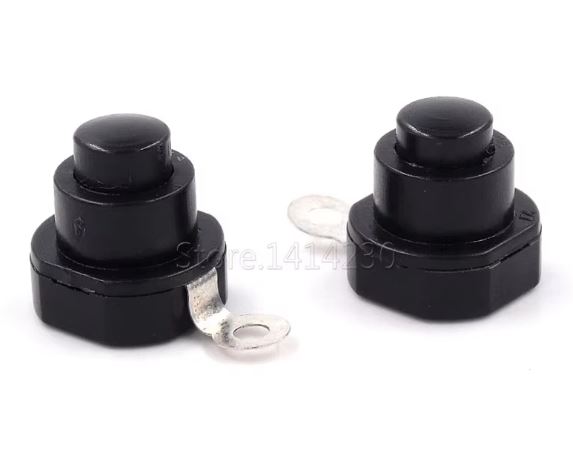 Interrupteur bouton rond noir, pour lampe torche, 10mm x 10mm , ON-OFF
