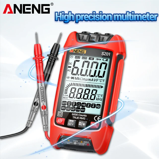 ANENG – multimètre numérique SZ01 ZL121, 6000 comptage True RMS, mesureur de capacité électrique automatique, tension cc ca, résistance de courant