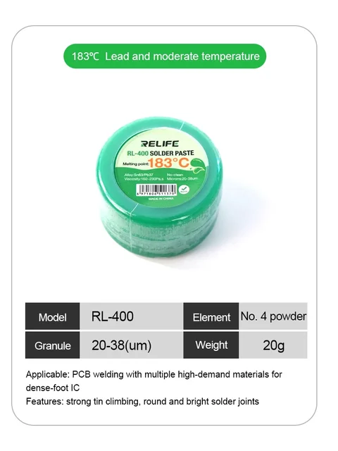 PATE A SOUDER RELIFE RL-400 20g RL-401 40g 183℃