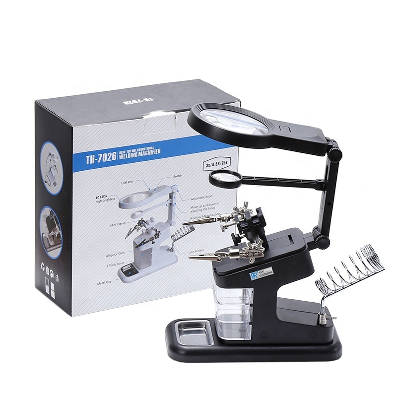 TH-7026  Loupe Lampe De Laboratoire , Led Loupe De Bureau, Led Lampe Loupe