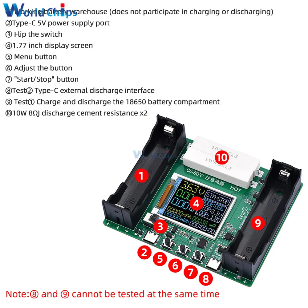 Testeur de capacité de batterie 18650 au lithium Testeur automatique 2CH 2 Channel