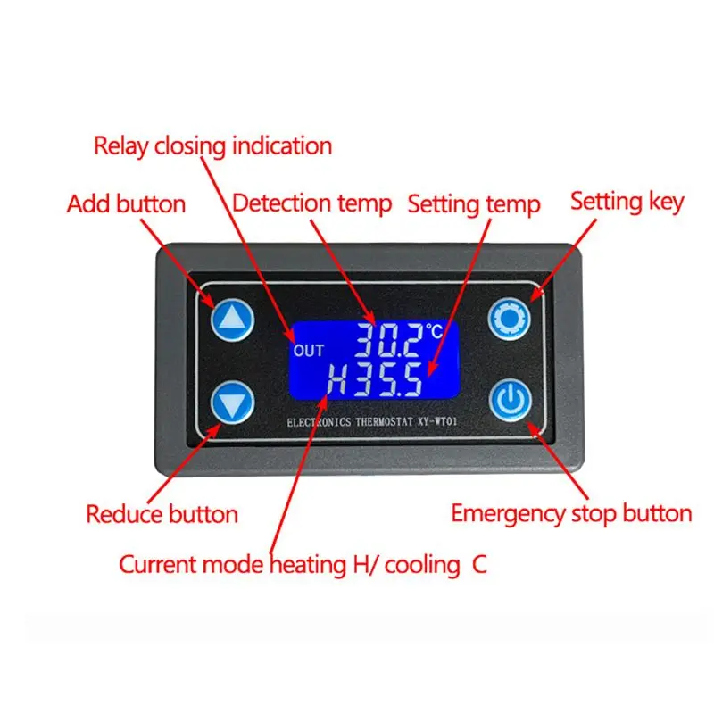 Controleur de temperature DC 6V-30V 10A, capteur d'affichage LCD XY-WT01