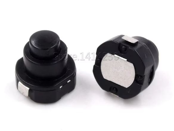 Interrupteur bouton rond noir, pour lampe torche, 10mm x 10mm , ON-OFF