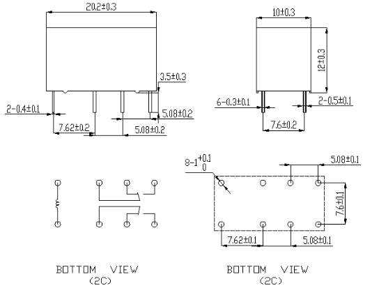 Relais HK19F 5V 12V 24V