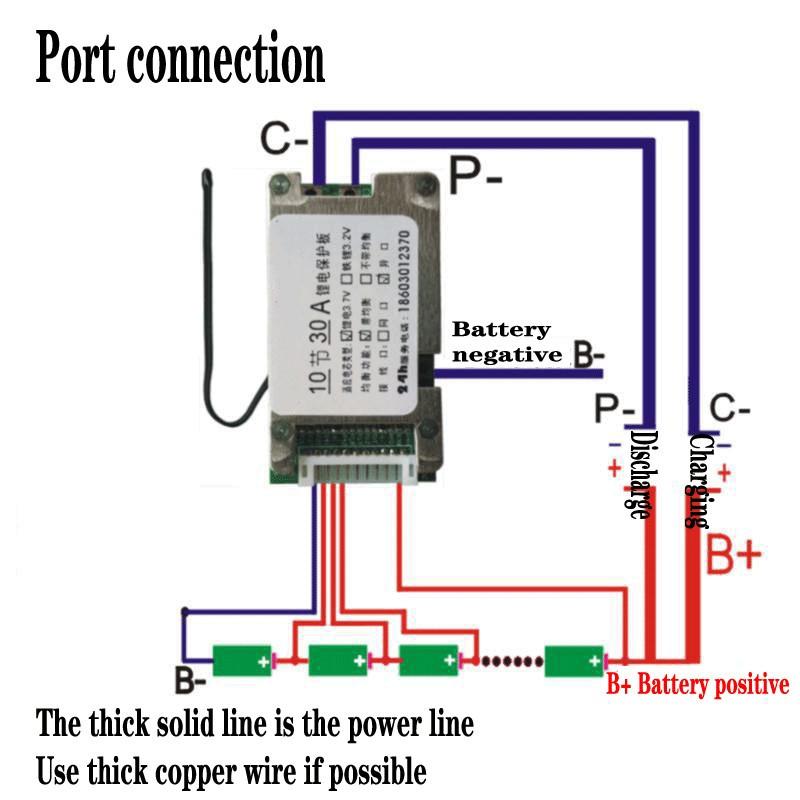 BMS 10S  Carte de Protection de la batterie BMS 10S 36V 30A