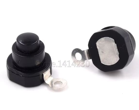 Interrupteur bouton rond noir, pour lampe torche, 10mm x 10mm , ON-OFF
