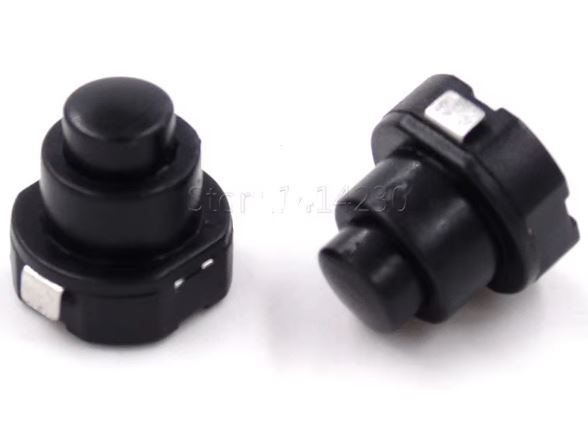 Interrupteur bouton rond noir, pour lampe torche, 10mm x 10mm , ON-OFF