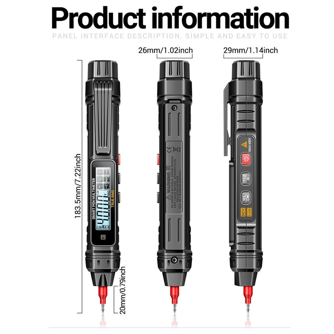 ANENG A3005B stylo capteur multimetre Intelligent, testeur de sequence de phases pour le depannage electrique