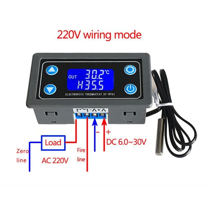 Controleur de temperature DC 6V-30V 10A, capteur d'affichage LCD XY-WT01