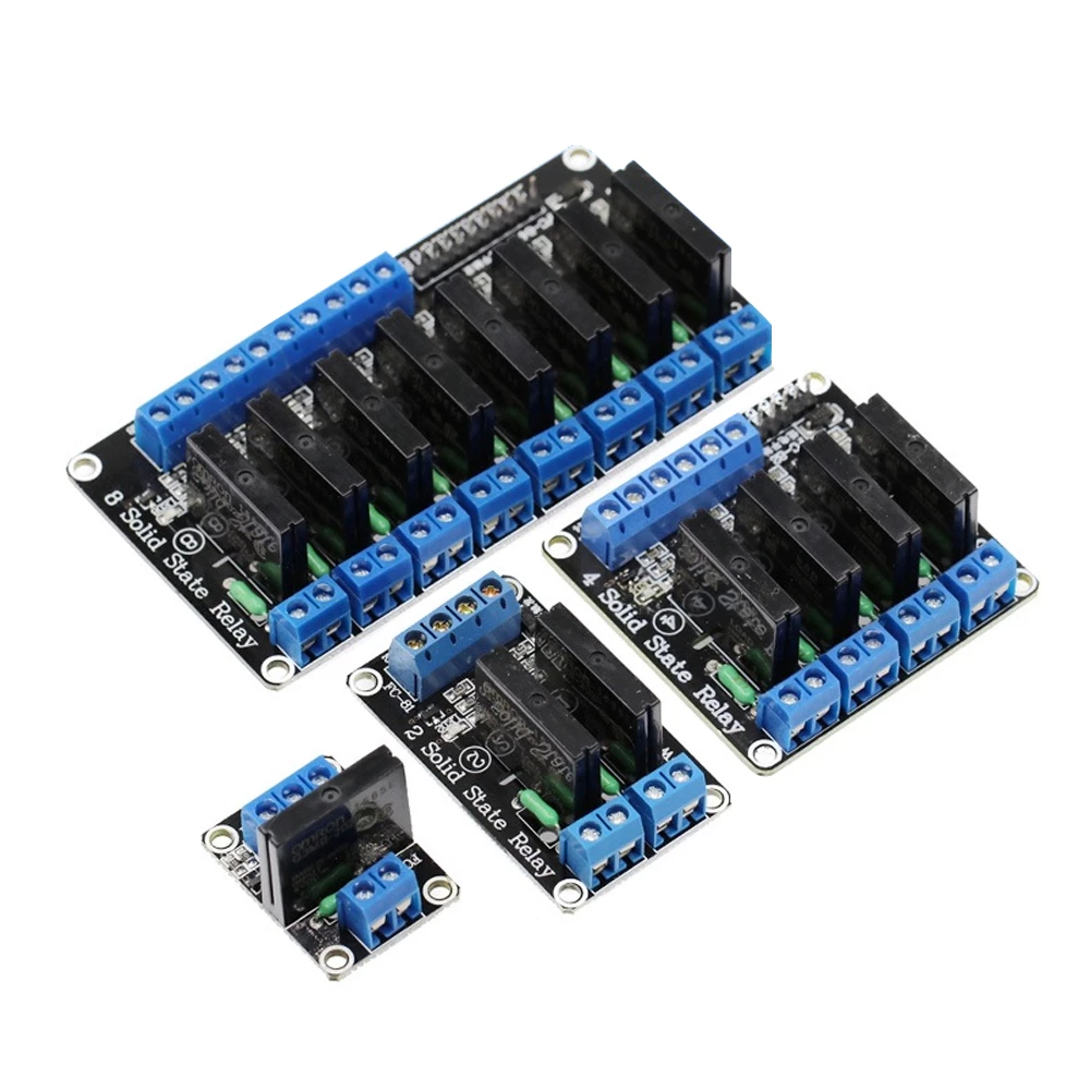 Module de relais é semi-conducteurs, 1 2 4 8 canaux 5V DC, SSR AVR DSP de bas niveau 250V 2A