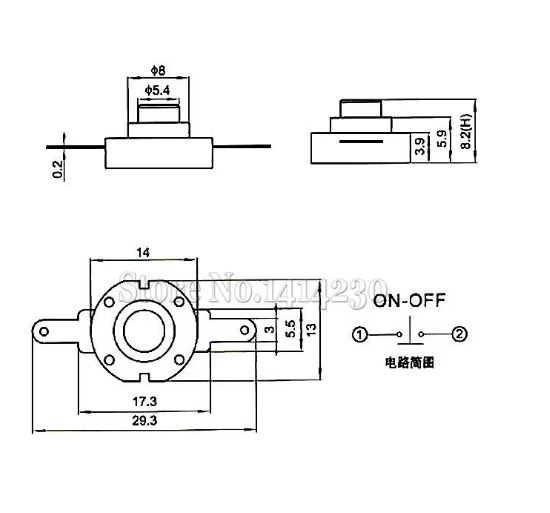Switch for Electric Torch White On Off Mini Push Button  1208YD 12*8MM DC 30V 1A