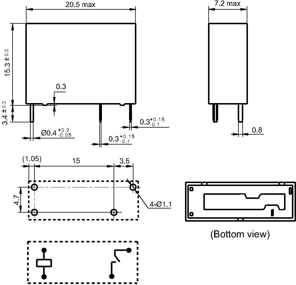 Relais HF46F 5V 12V 24V 5A